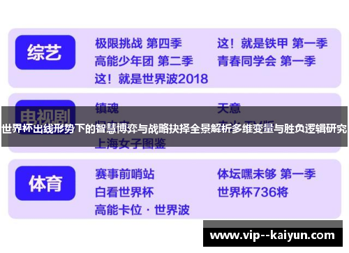 世界杯出线形势下的智慧博弈与战略抉择全景解析多维变量与胜负逻辑研究